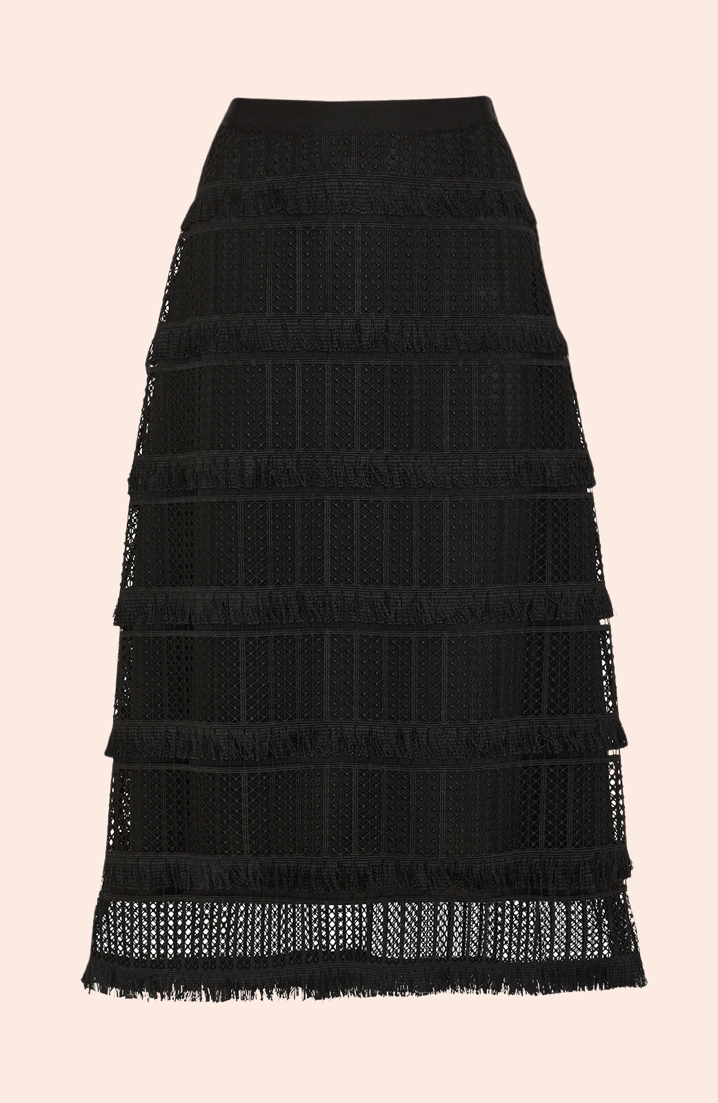 Fringe Lace Midi Skirt
