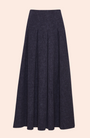 Stretch Denim Pleated Skirt