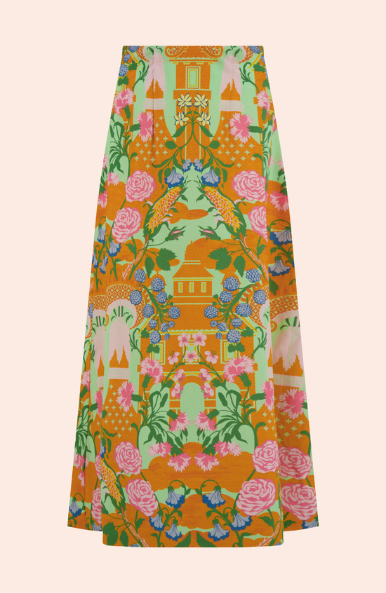 Rose Garden Cotton Midi Skirt