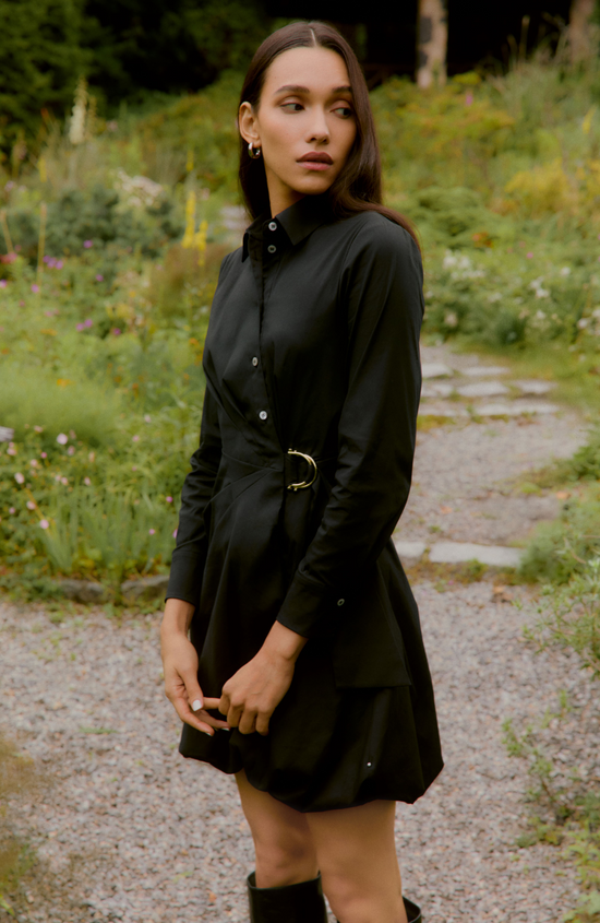 Cotton Poplin Bubble Hem Dress