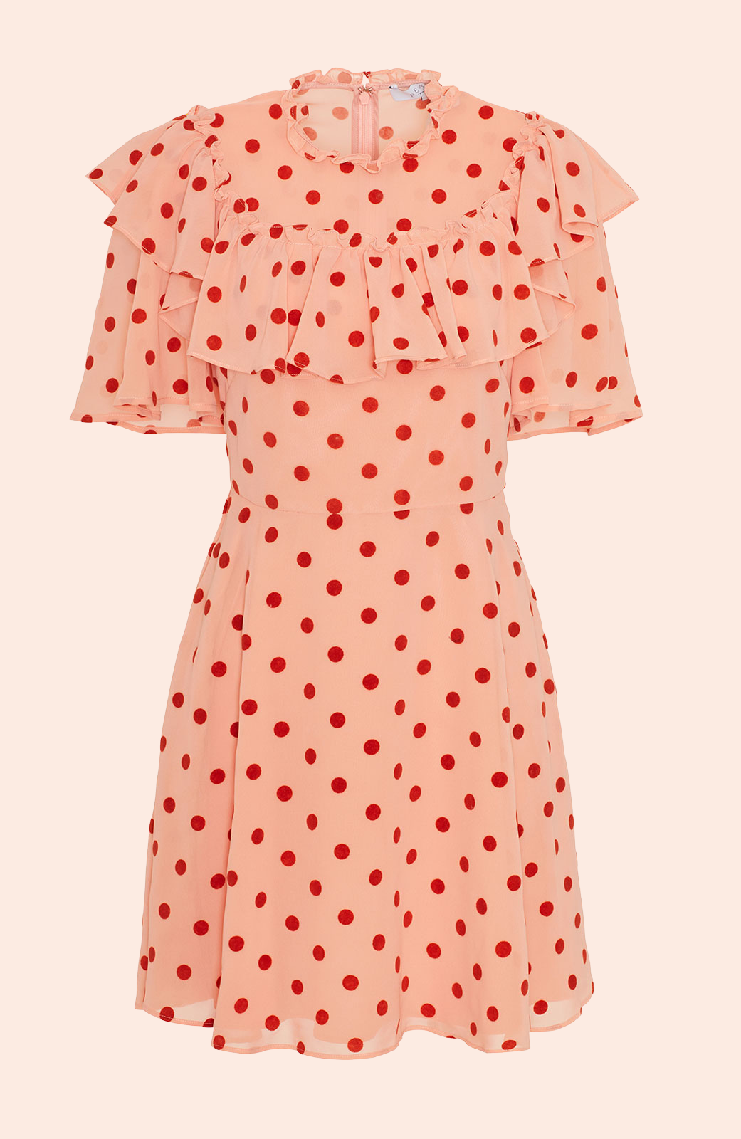 Dotted Velvet Ruffle Dress