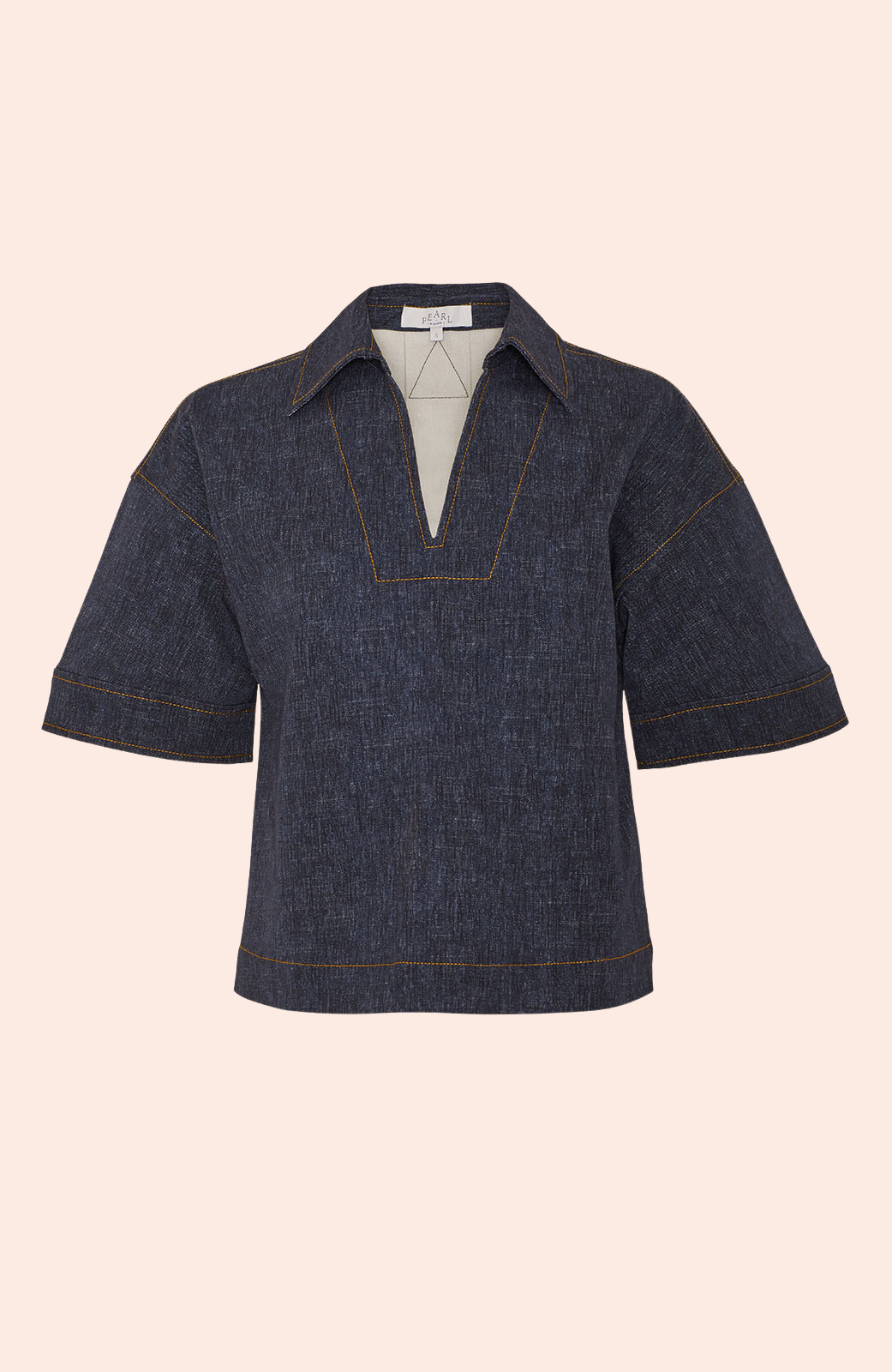 Stretch Denim V-Neck Top