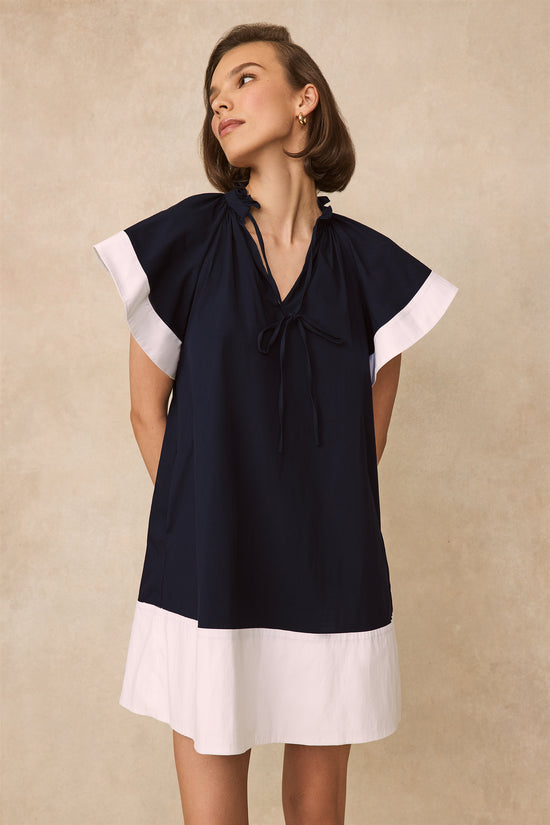 Cotton Poplin Flutter Sleeve Tunic