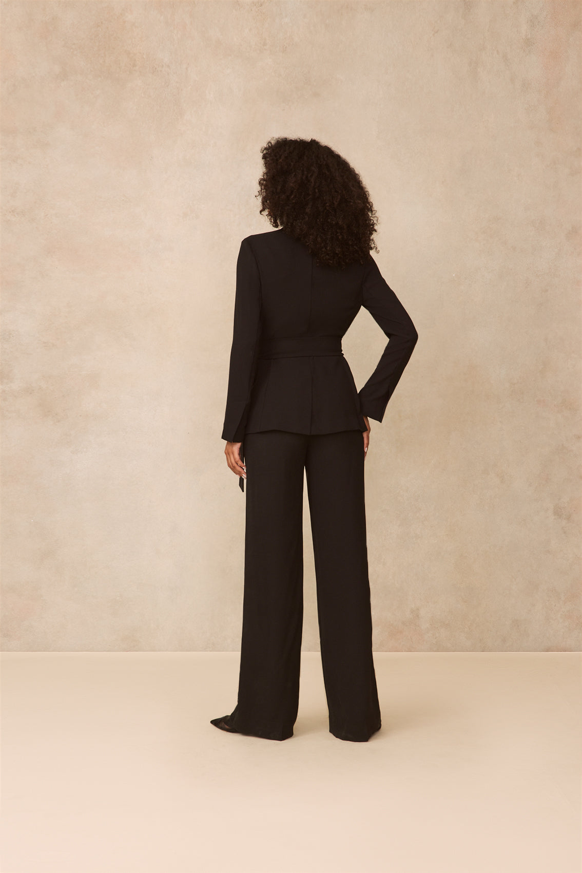 Fluid Crepe Tie Detail Blazer