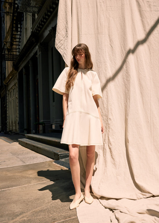 Stretch Denim Flounce Dress