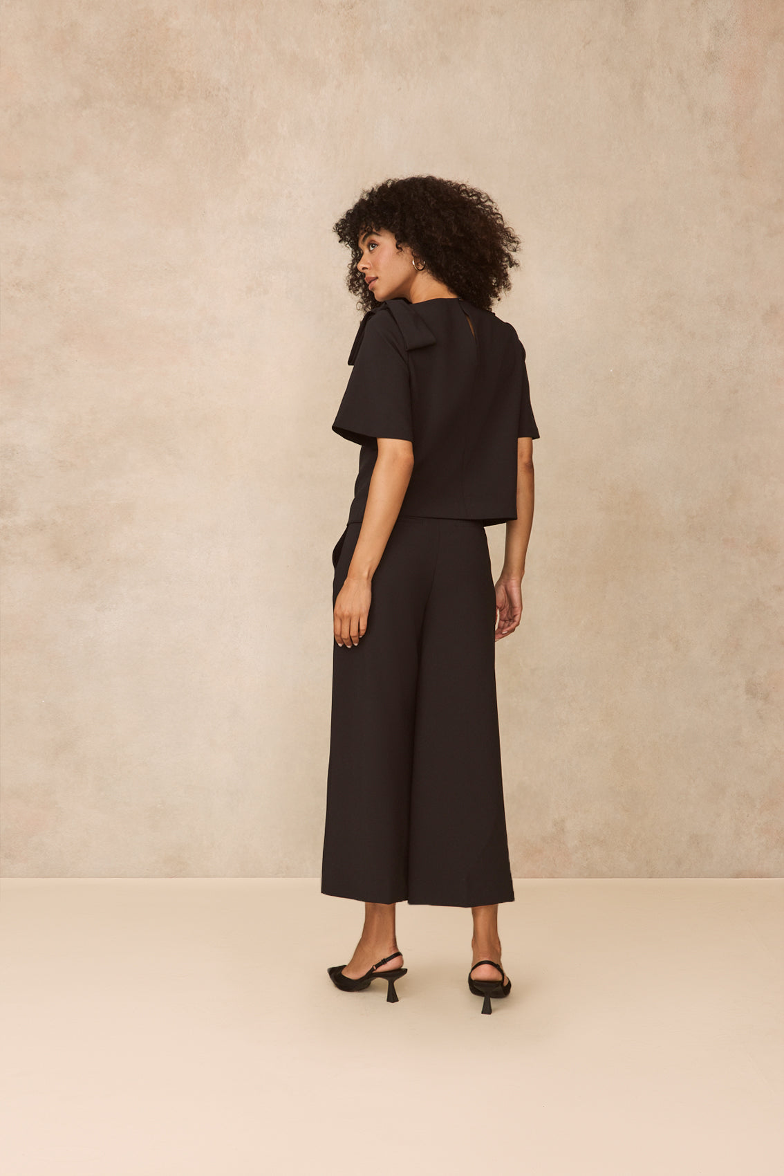 Stretch Crepe Bow Detail Top