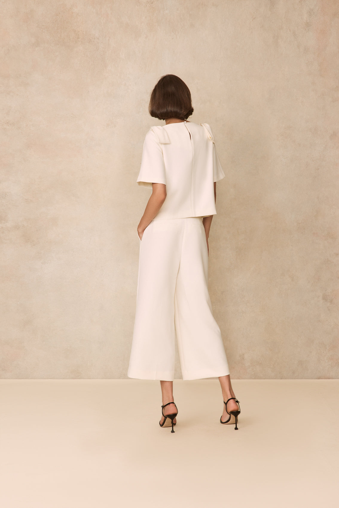 Stretch Crepe Bow Detail Top