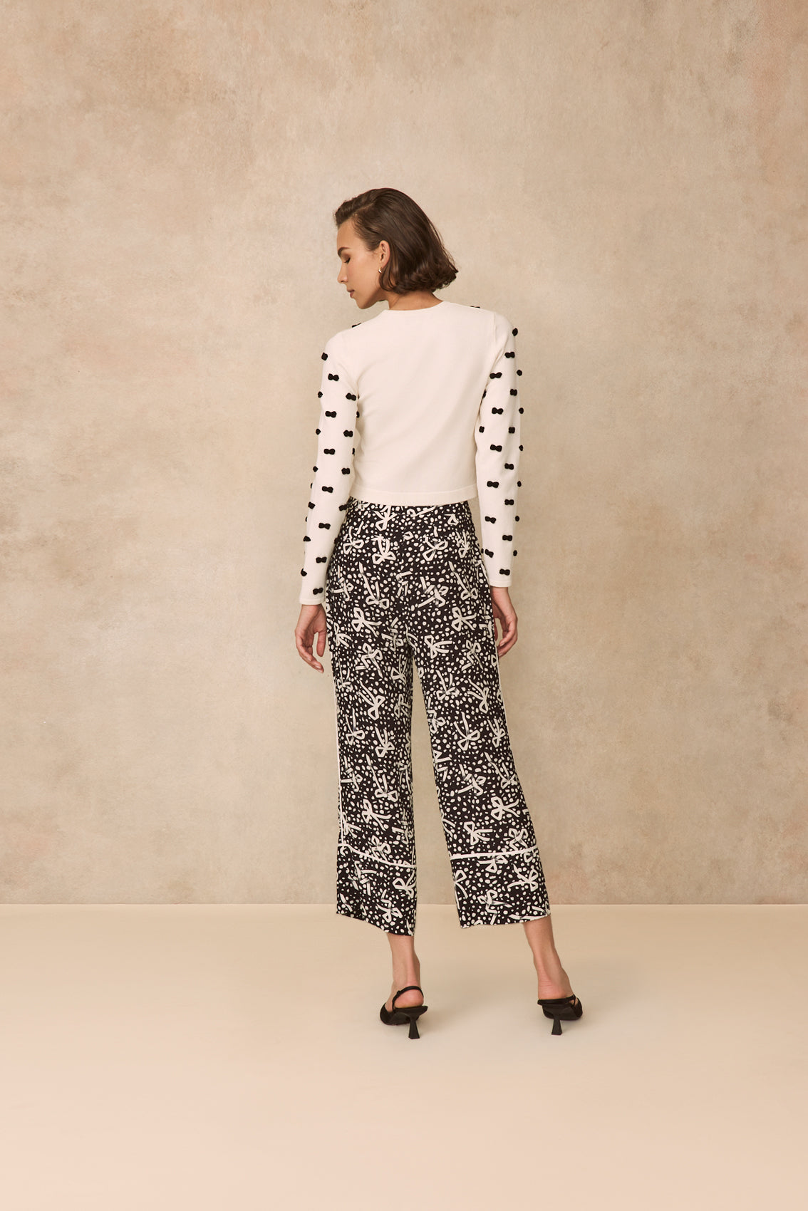 Bow Printed Crepe Paige Pant