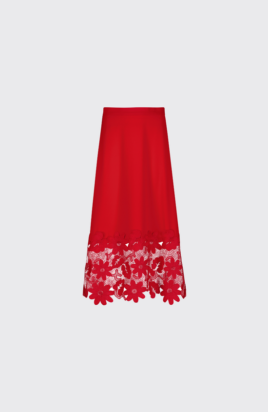 Fluid Crepe Lace Hem Skirt