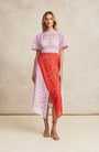 Geometric Lace Asymmetrical Midi Dress