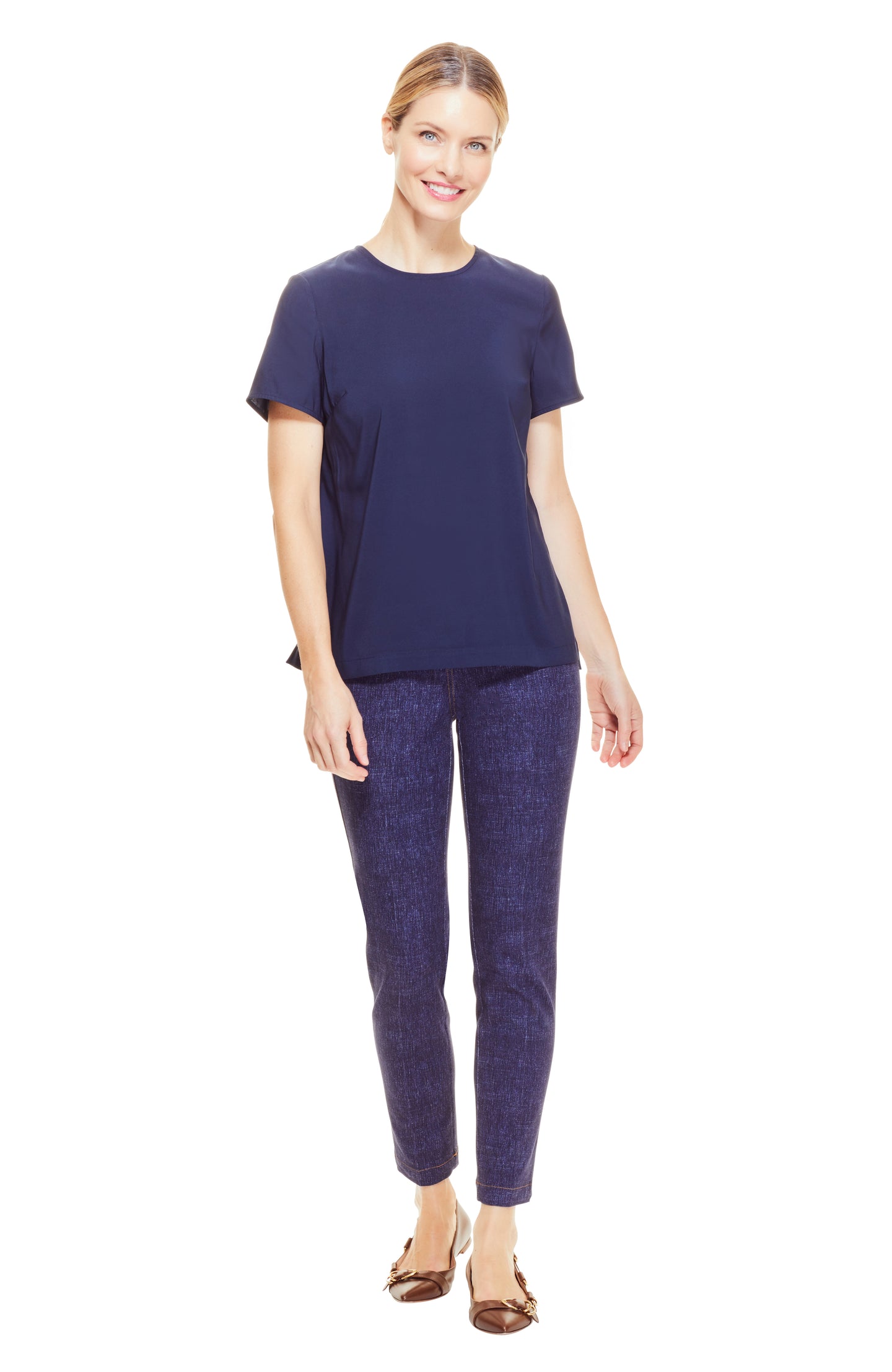 Fluid Crepe Short Sleeve Top