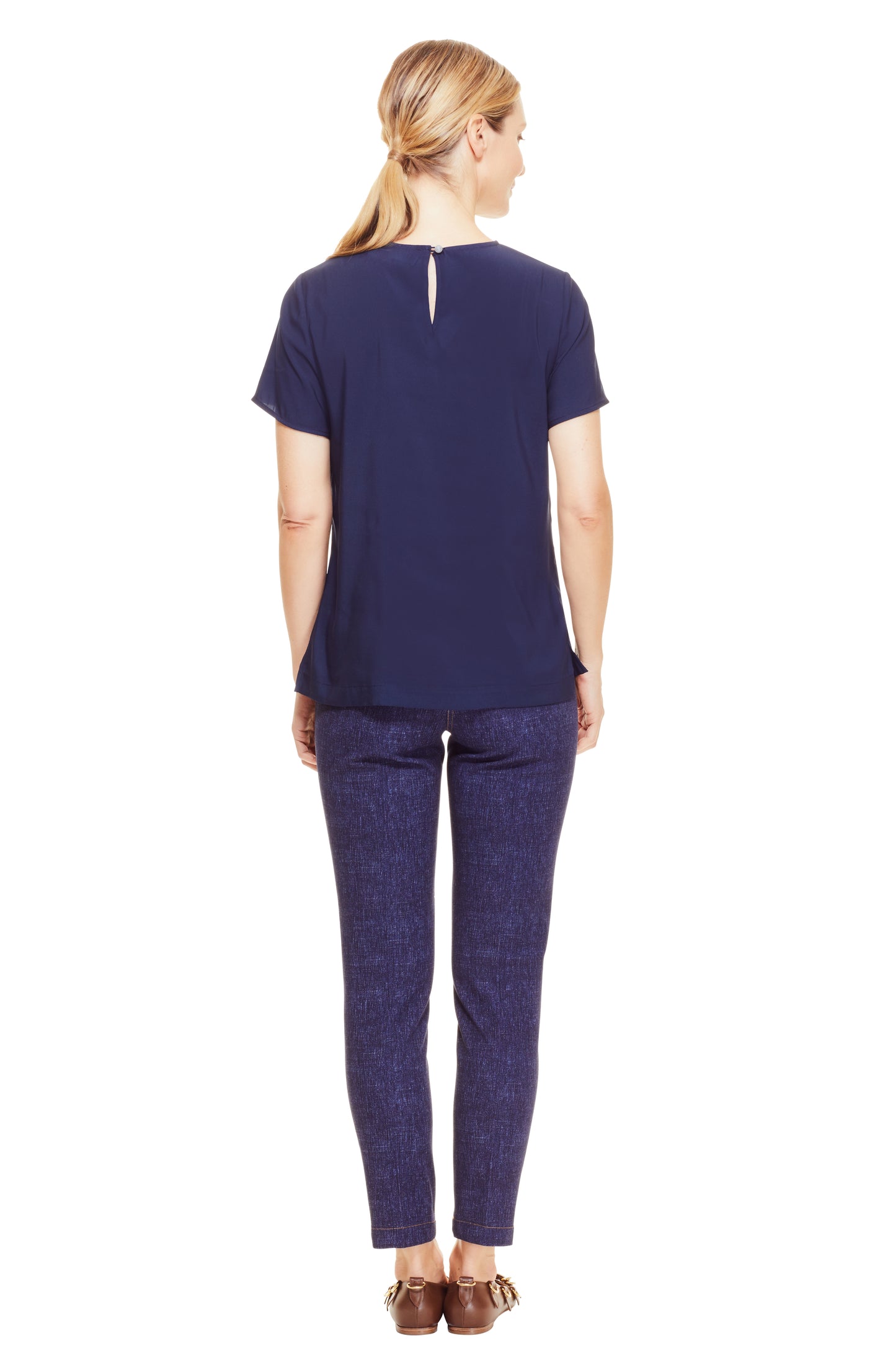 Fluid Crepe Short Sleeve Top