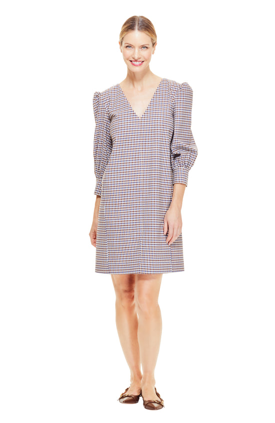 Checked Wool Full Sleeve Dress