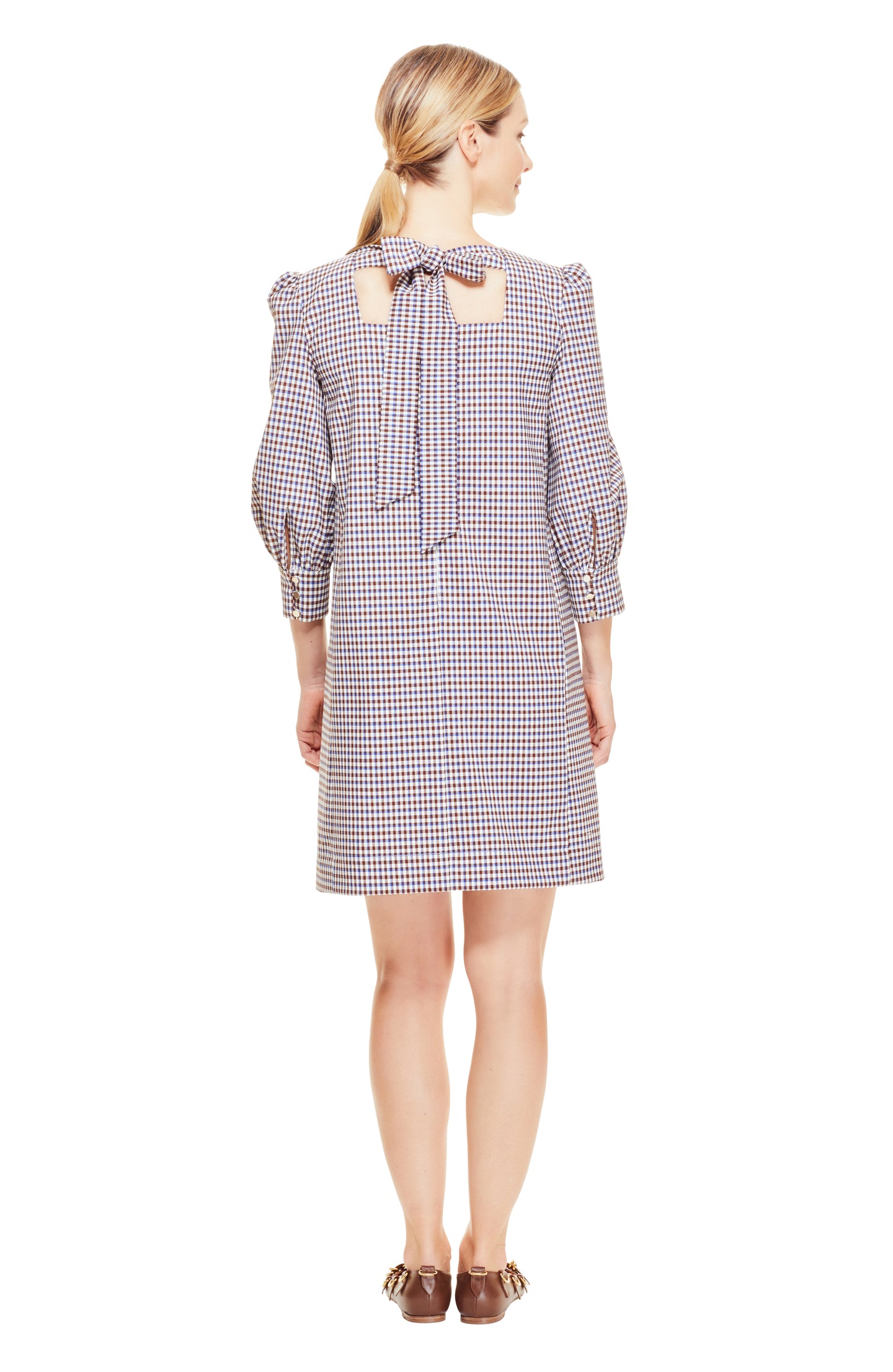 Checked Wool Full Sleeve Dress