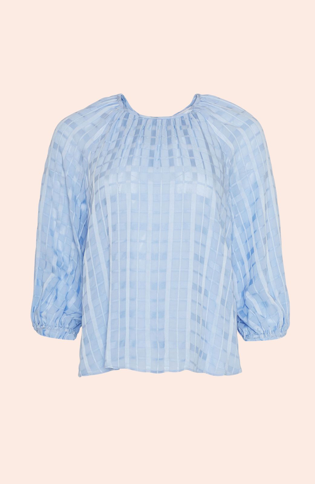 Plaid Crepe Full Sleeve Blouse