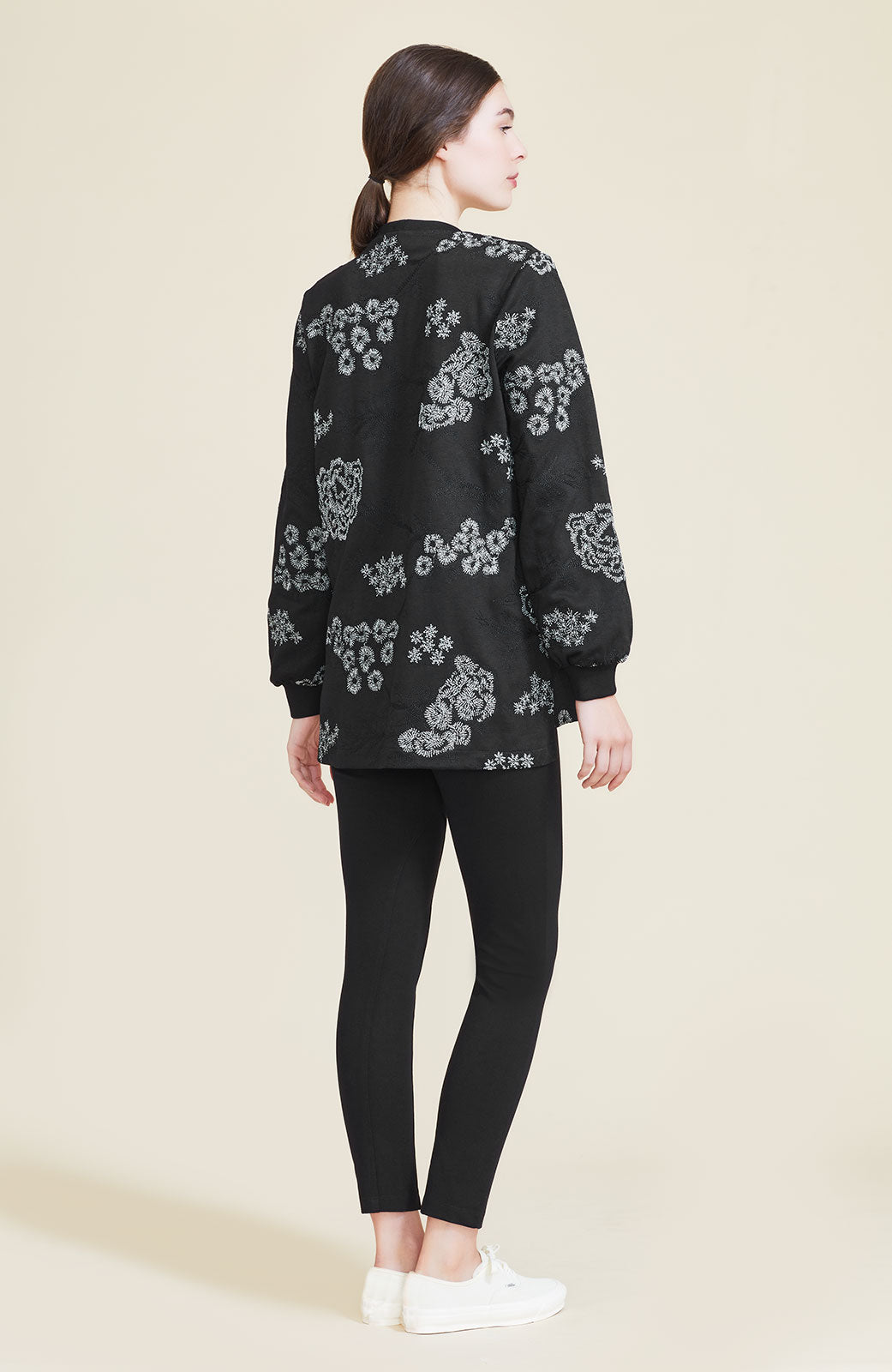 Embroidered Jersey V-Neck Tunic