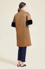 Twill Coat with Fur Cuffs