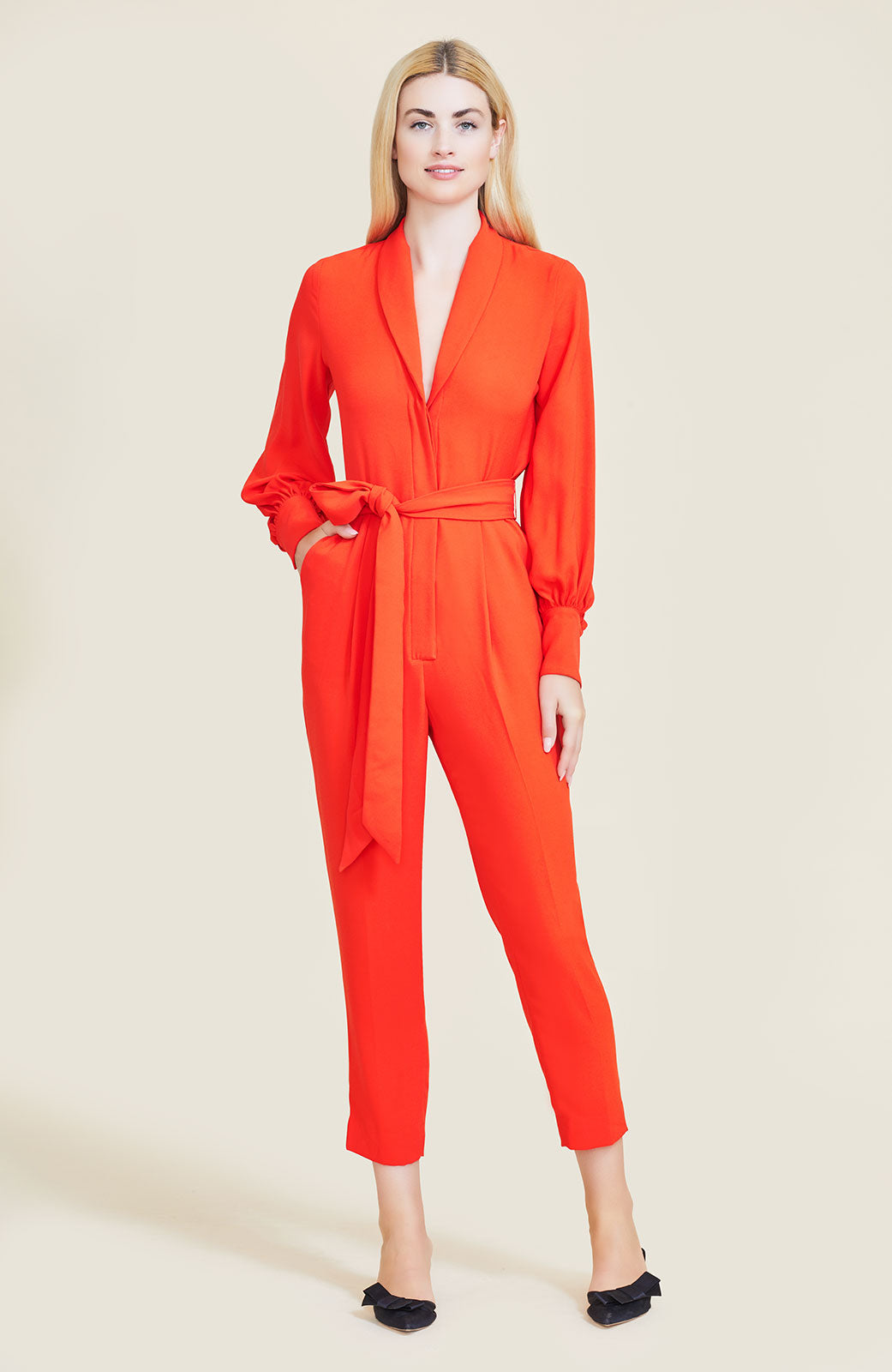 Fluid Crepe Full Sleeve Jumpsuit