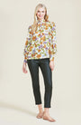 Floral Printed Crepe Pleated Neck Top