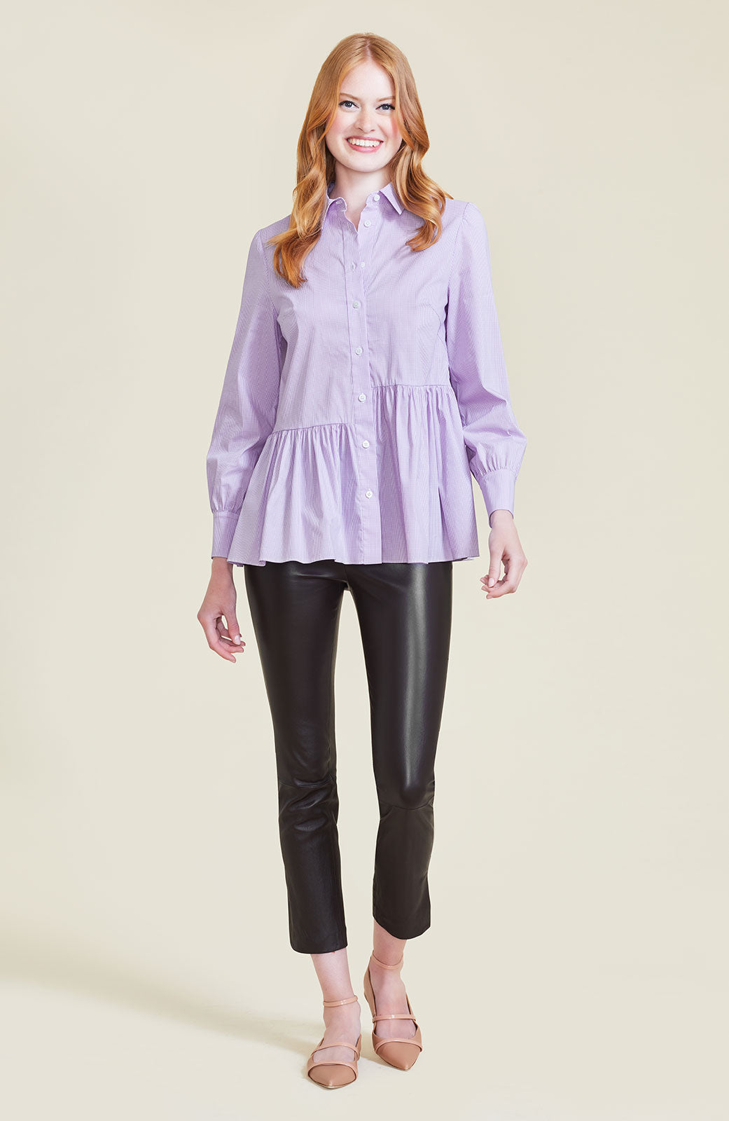 Checked Poplin Asymmetrical Top