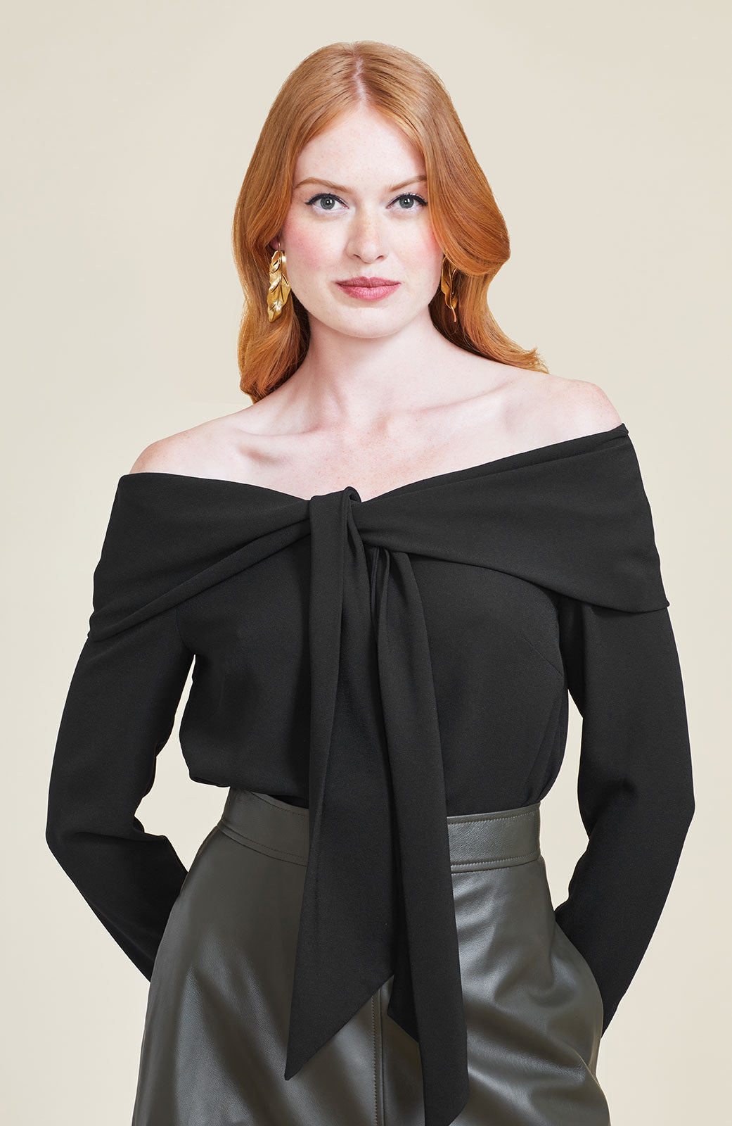 Fluid Crepe Off the Shoulder Top