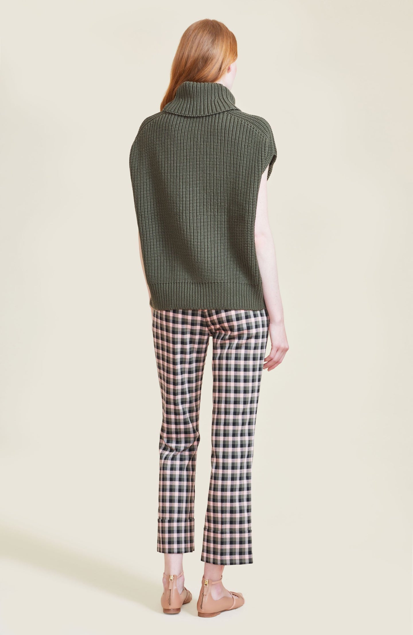 Woven Plaid Cuffed Pant