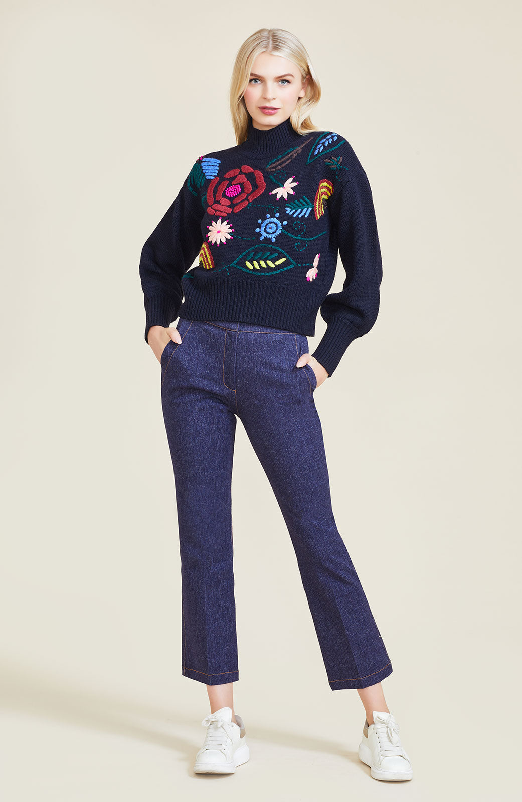 Stretch Denim Cropped Pant