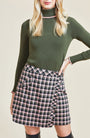 Woven Plaid Wrap Skirt