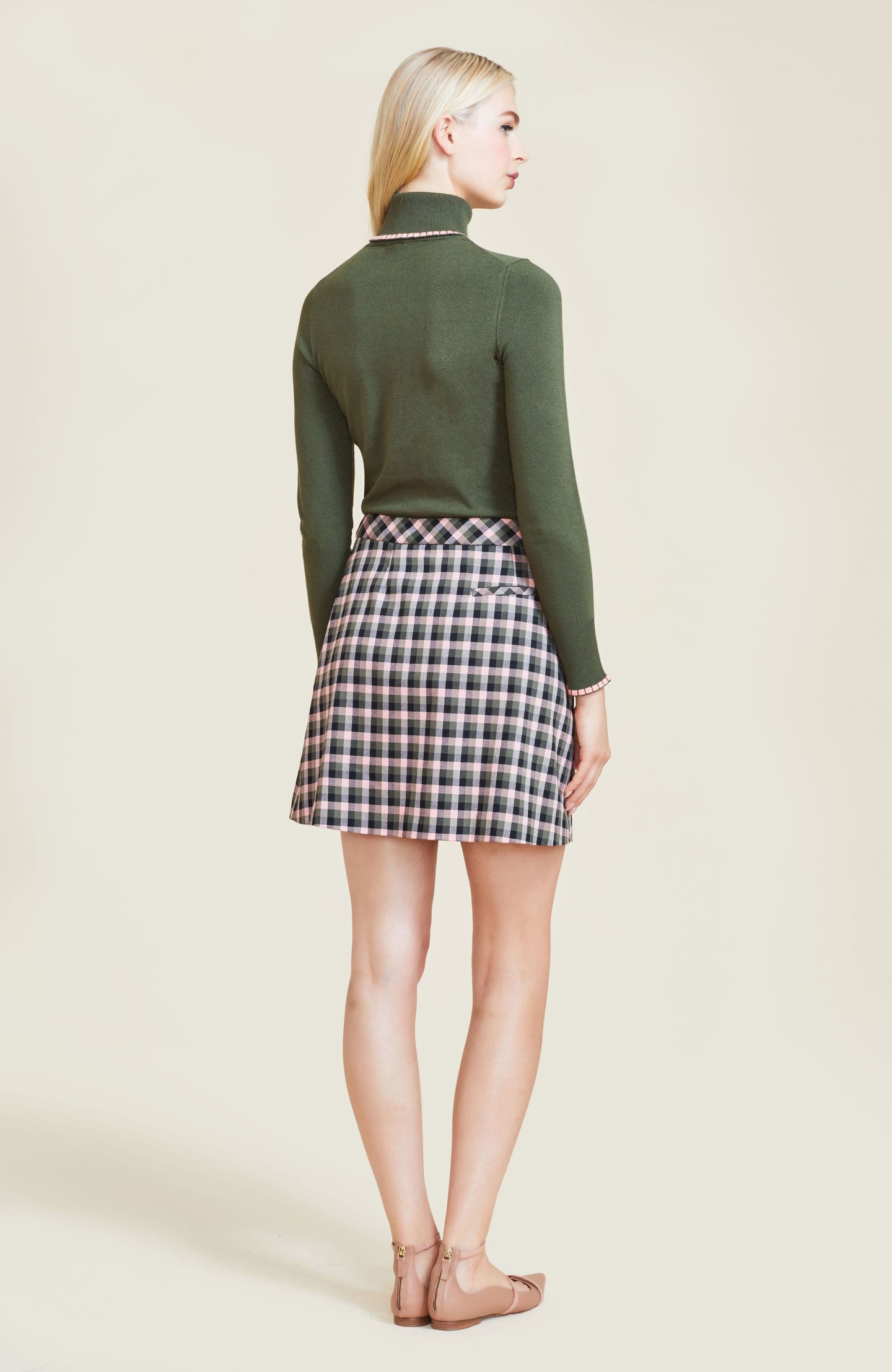 Woven Plaid Wrap Skirt