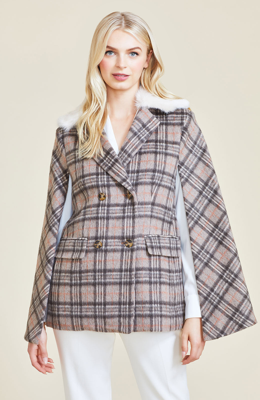Plaid Mohair Cape