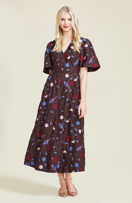 Embroidered Cotton Midi Dress