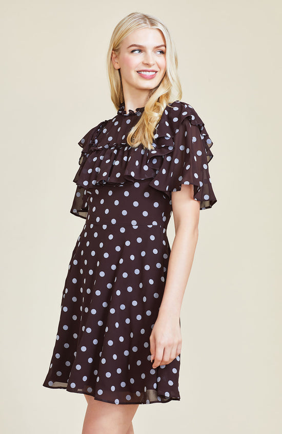 Dotted Velvet Ruffle Dress