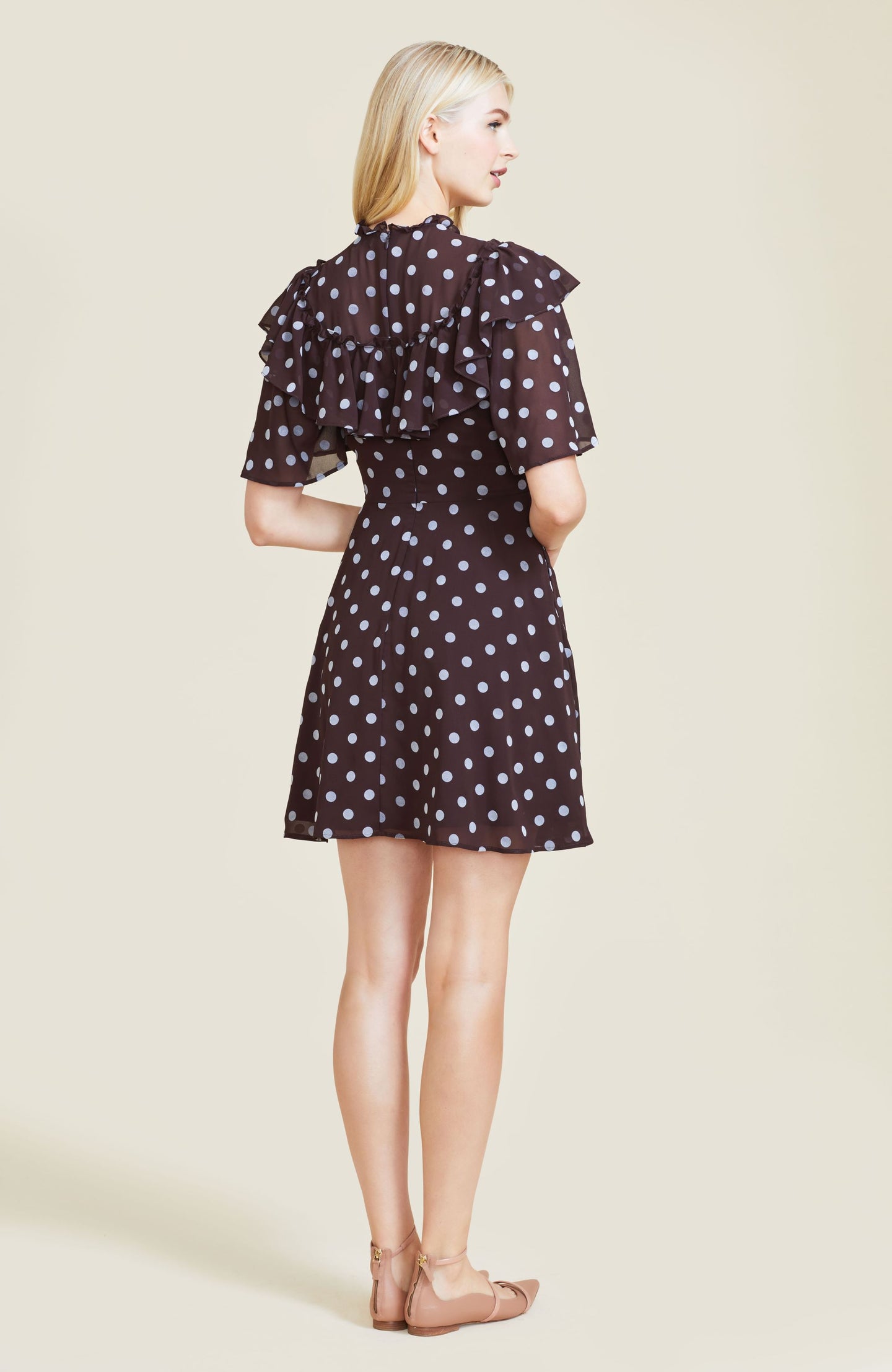 Dotted Velvet Ruffle Dress