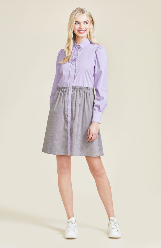 Checked Poplin Bow Detail Dress