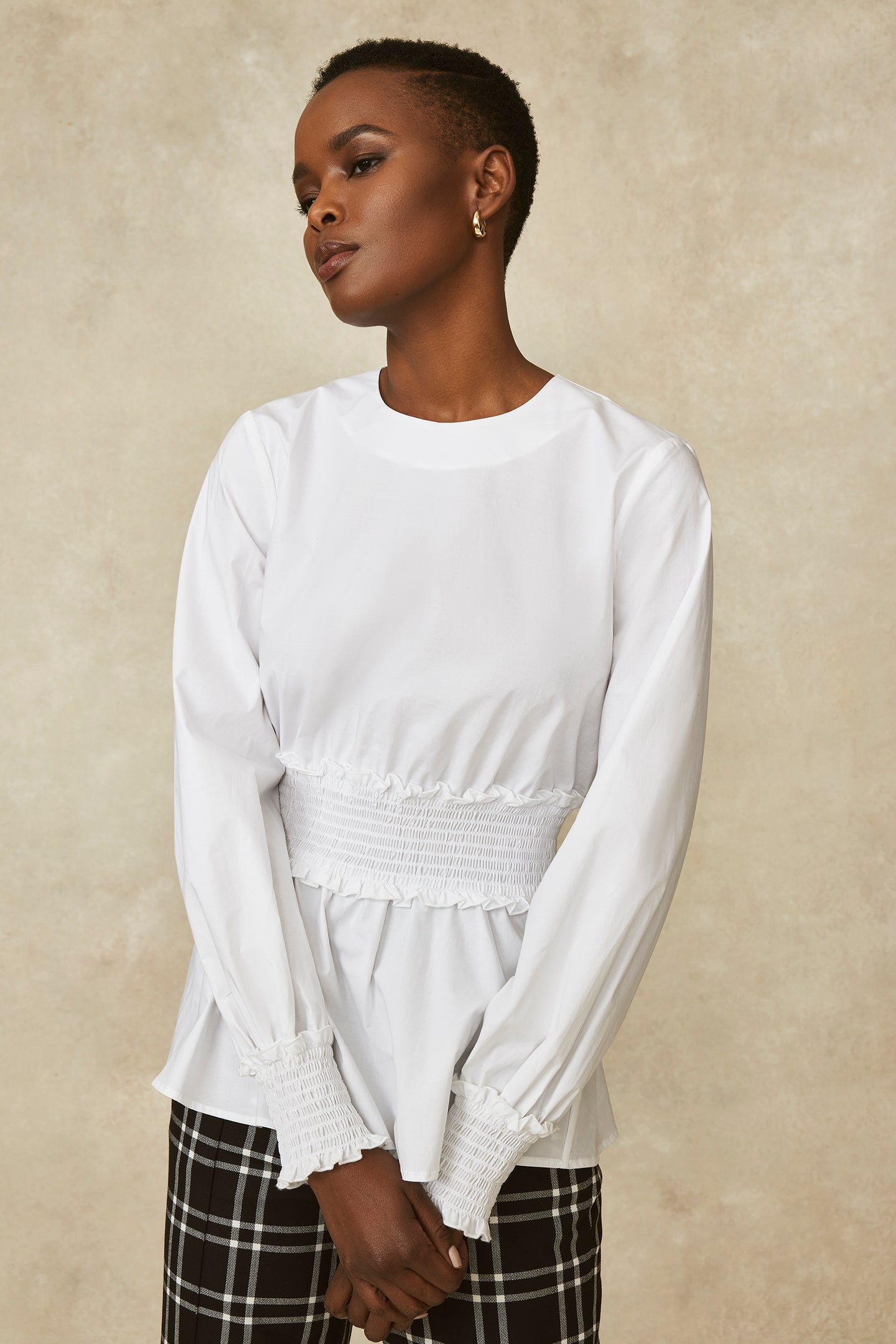 Cotton Poplin Smocked Top