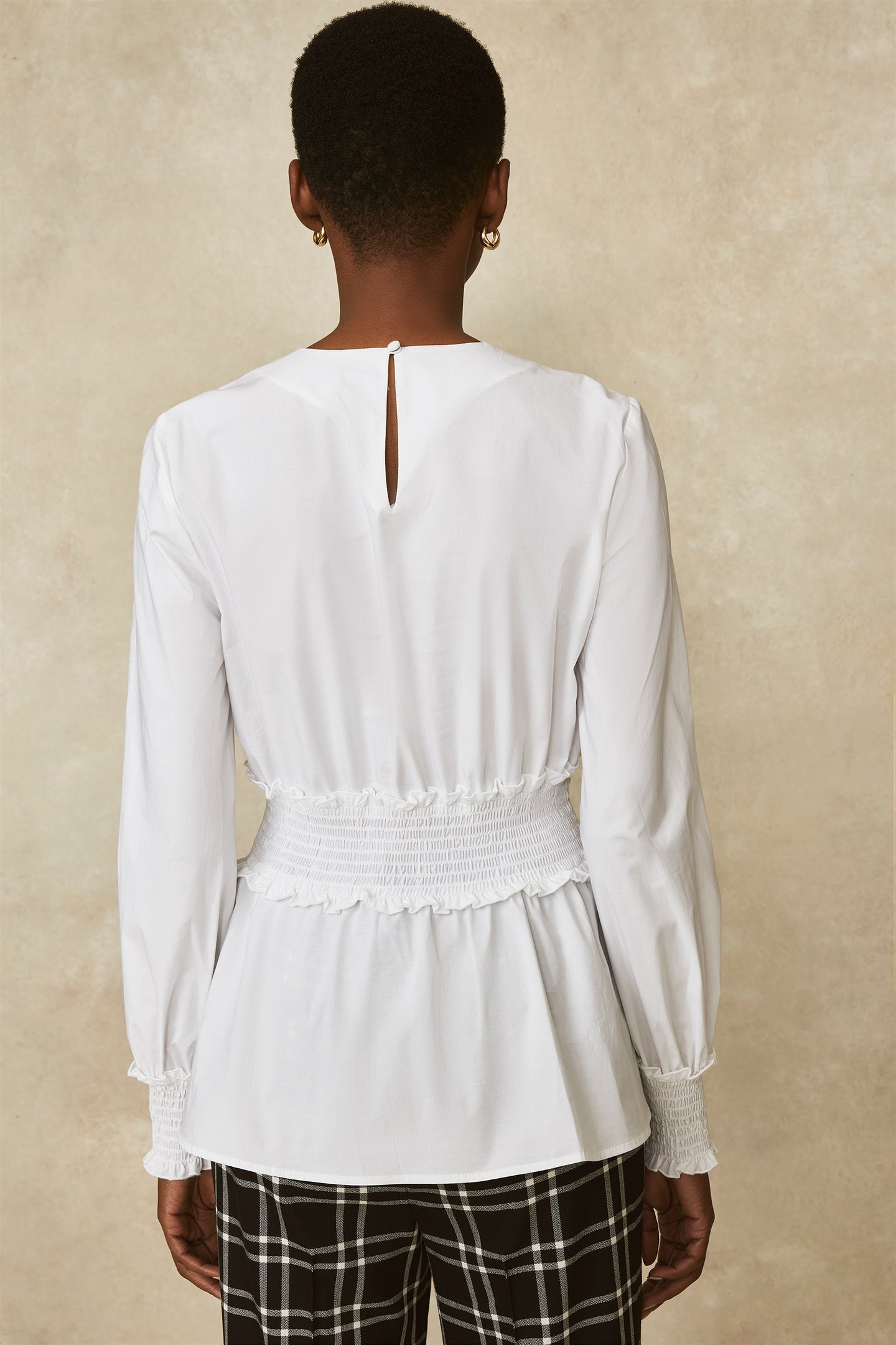 Cotton Poplin Smocked Top