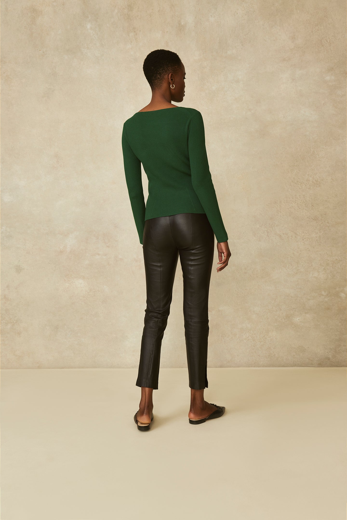 Open Neck Ribbed Knit