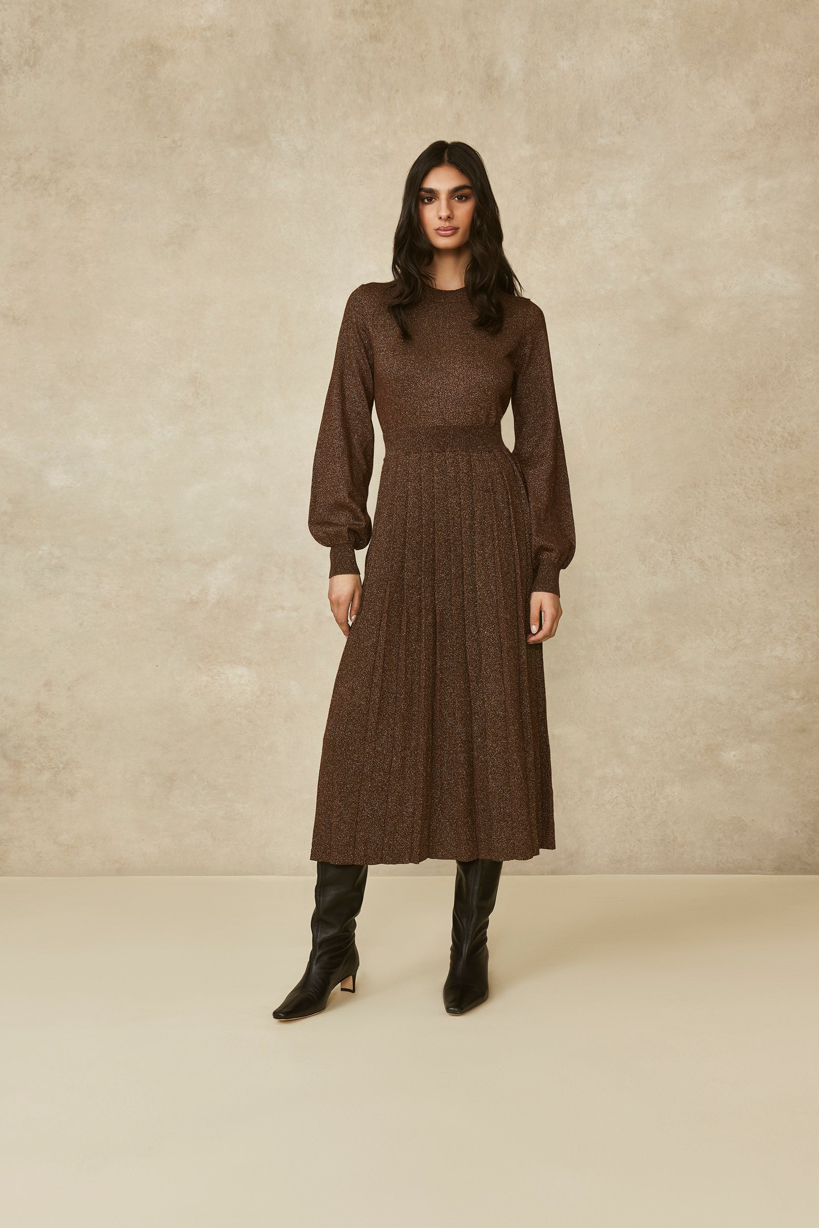 Pleated Knit Dress