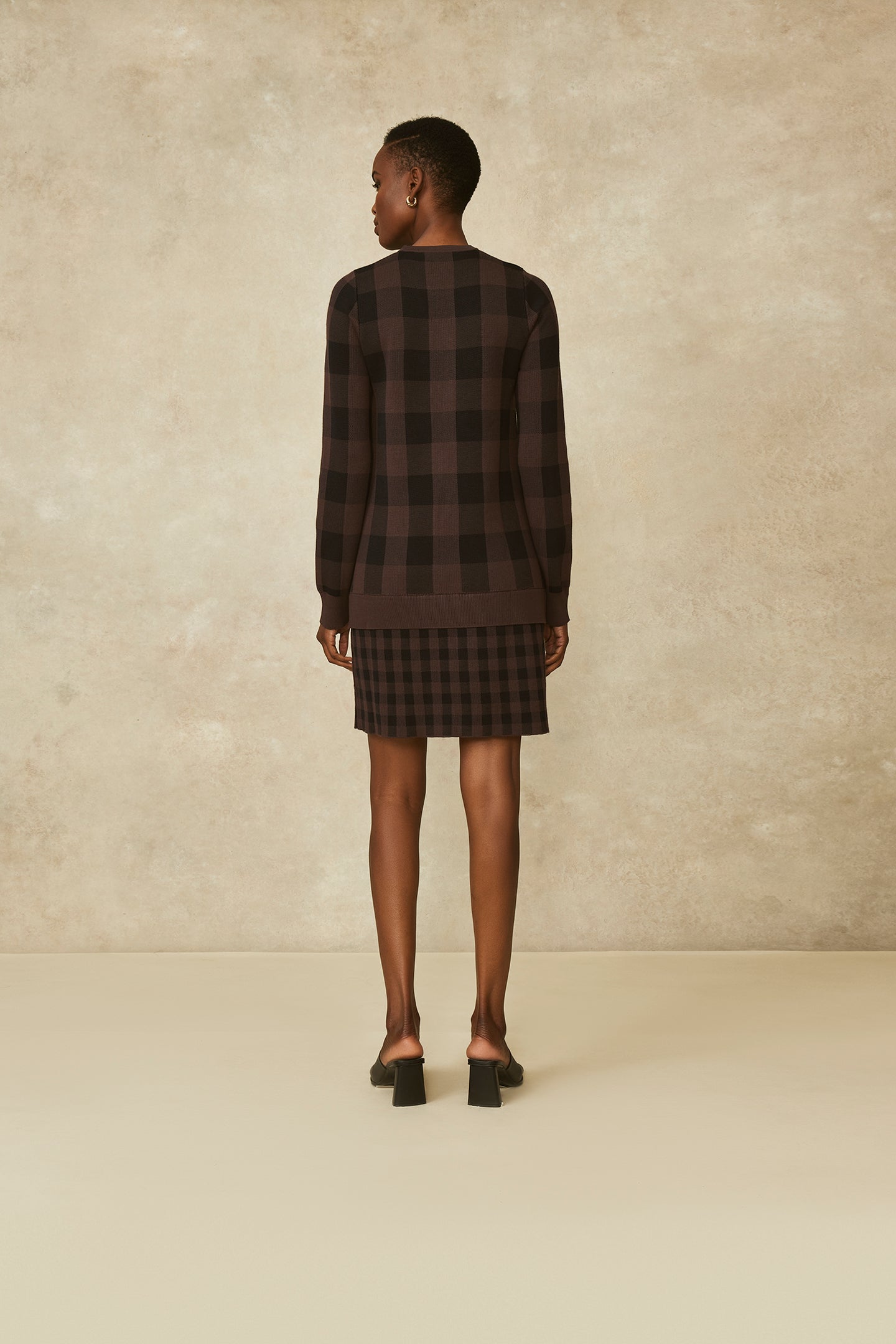 Gingham Jacquard Knit Dress