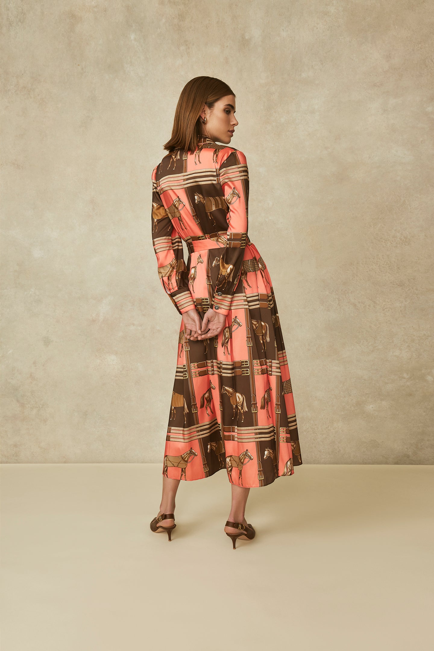 Equestrian Twill Pleated Shirt Dress