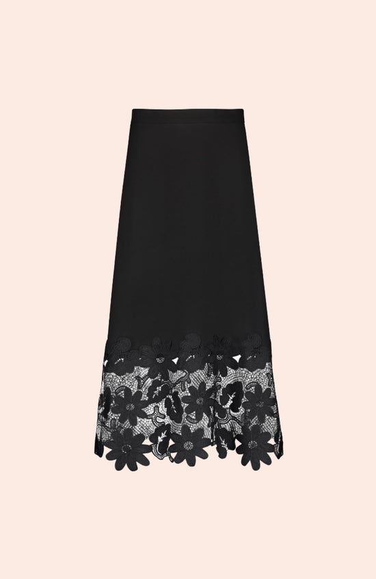 Fluid Crepe Lace Hem Skirt