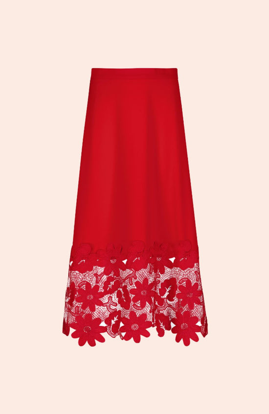 Fluid Crepe Lace Hem Skirt