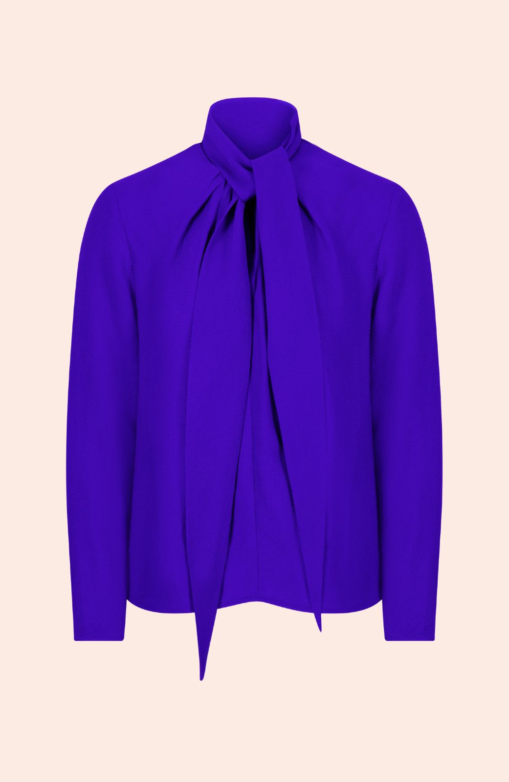 Textured Fluid Crepe Tie Neck Blouse