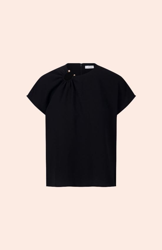 Fluid Crepe Shirred Detail Top