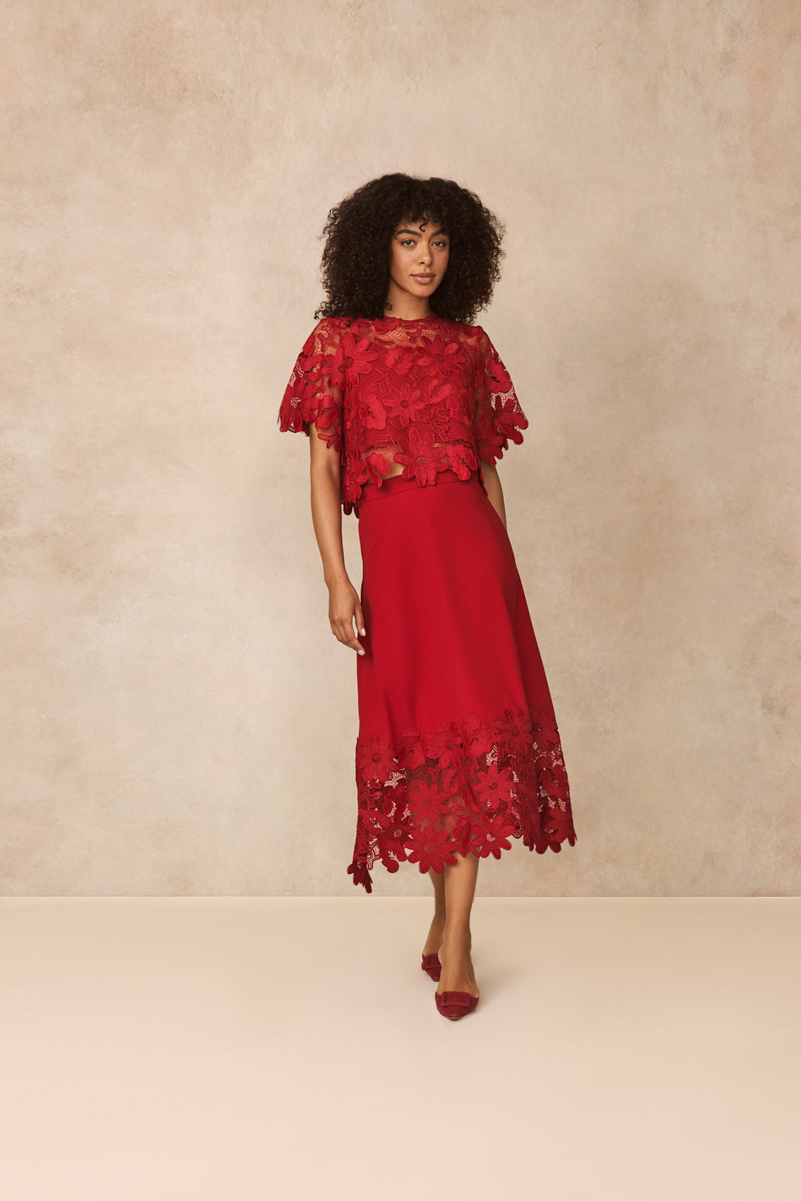 Floral Lace Scalloped Top