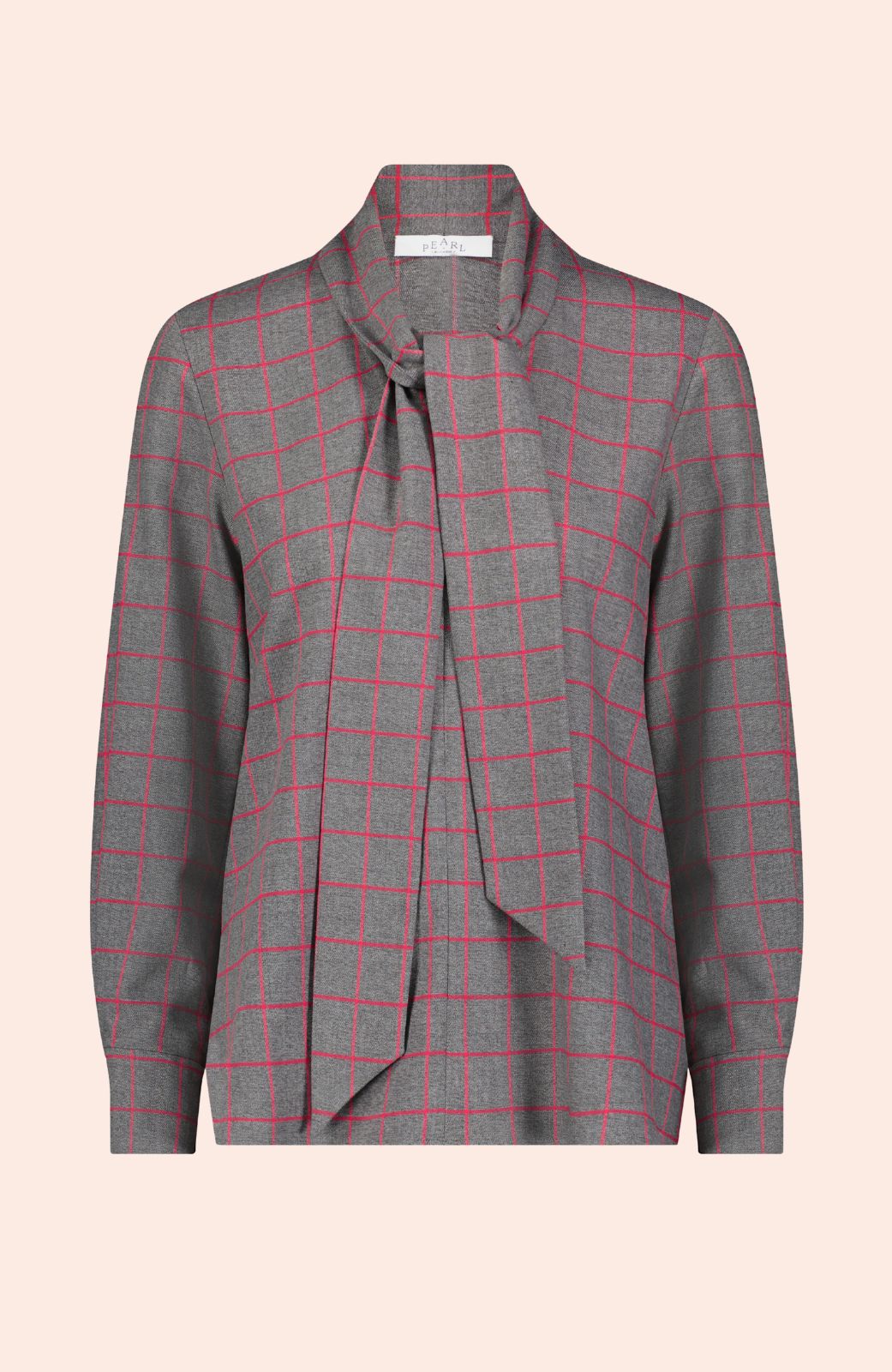 Oversized Check Tie Neck Top