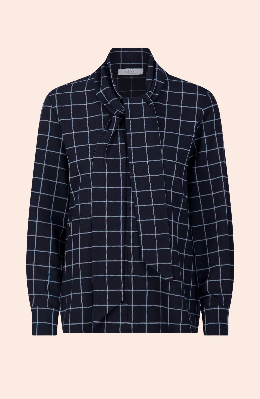 Oversized Check Tie Neck Top