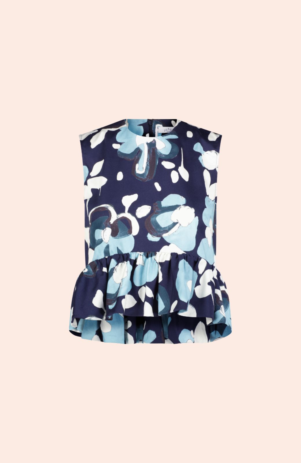 Floral Painted Cotton Flounce Hem Top