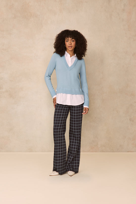 Poplin Combo Sweater