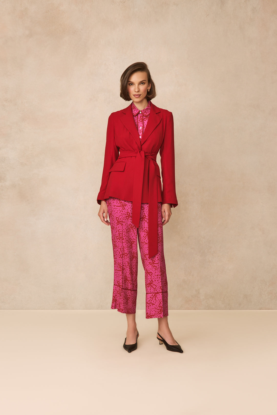 Bow Printed Crepe Paige Pant